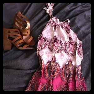 Flowy Satin Boho Mini Dress